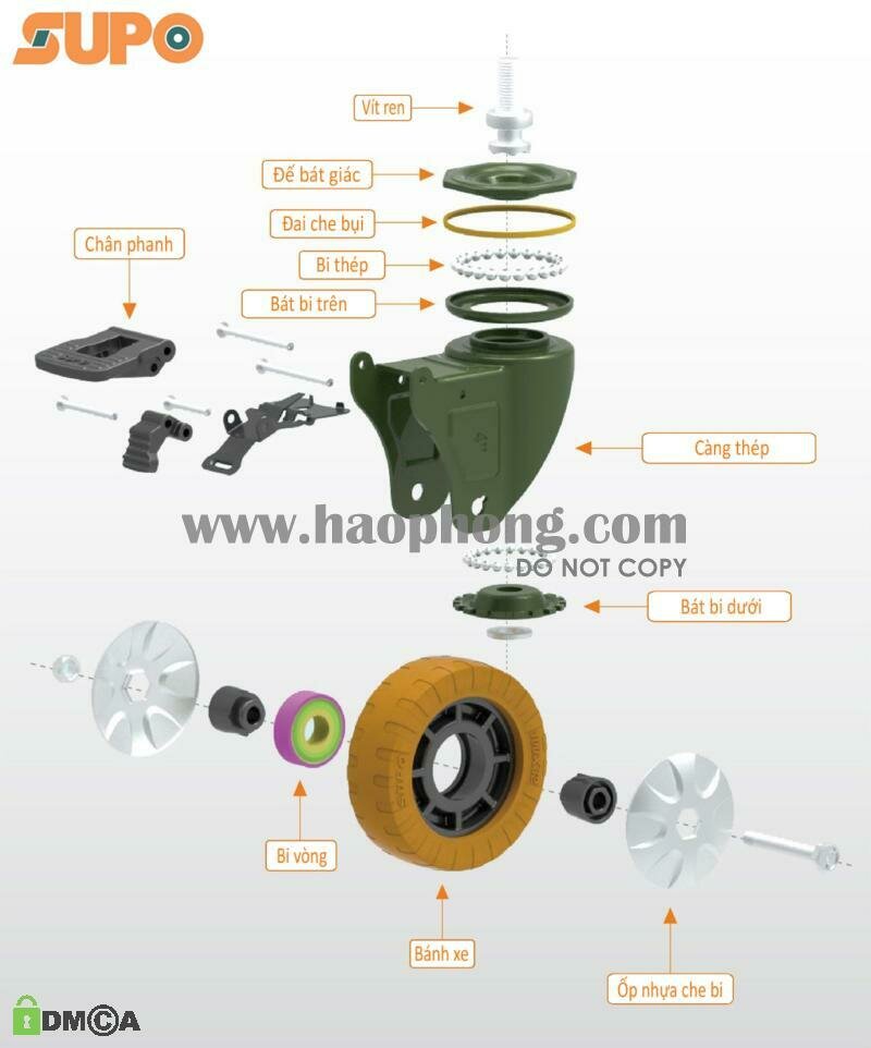 Kết cấu bánh xe lắp cọc vít (SUPO - 03S Series)